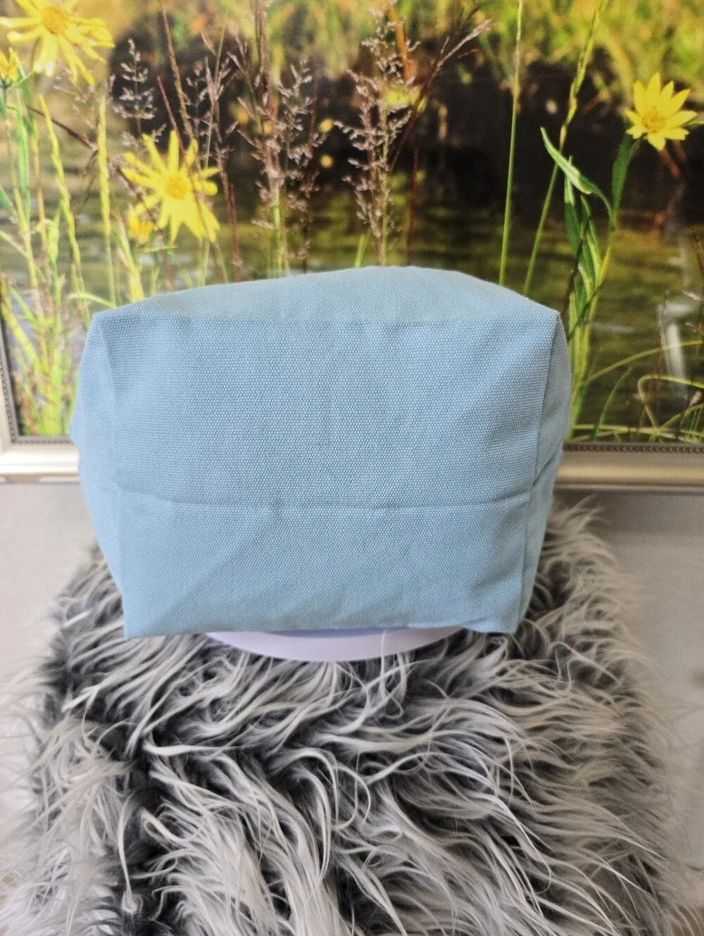 Trader Joe’s Mini Pastel Blue Canvas Tote Bag Reusable Grocery Shopper NWT